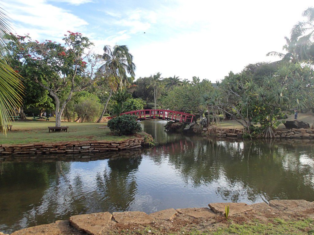 Amazingly kept gardens and ponds at Smith's Luau in Wailua, Kauai